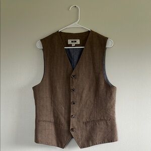 Joseph Abboud Brown Linen Vest